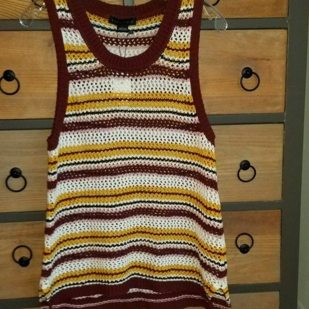 Sanctuary Colorful Open Crochet Sleeveless Top 100% Cotton Size Large NWT